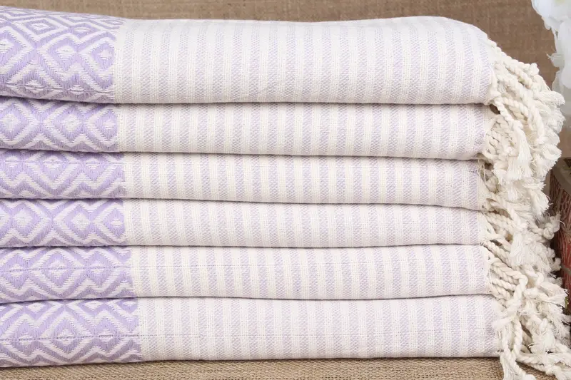 バチェロレッテ タオル モノグラム入りトルコ綿 ライラック ダイヤモンド、38x75 インチ