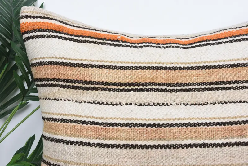 Throw Kilim Pillow, Turkish Corner Cushion Case, 24x24 Orange Cushion Case, Kilim Pillow Cover, Cushion, Boho Throw Cushion Case, Boho Pillow - 2