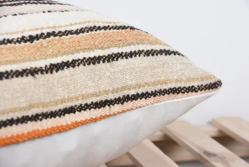 Throw Kilim Pillow, Turkish Corner Cushion Case, 24x24 Orange Cushion Case, Kilim Pillow Cover, Cushion, Boho Throw Cushion Case, Boho Pillow - 7