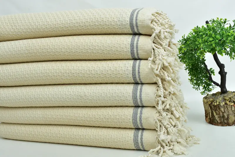 Noel hediyesi, onun için hediye, 68x36 pamuklu çizgili havlu, dekoratif havlu, gelin duş iyiliği, hızlı kuru peshtemal, Türk havlu seti, yoga havlu - 3