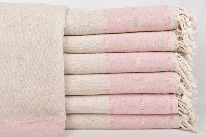 Turkish Throw Blanket, 100x88 Linen Kilim Design Towel, Bachelorette Party Favors, Throw Blanket, Handmade Gift, Throw Blanket Couch - 1