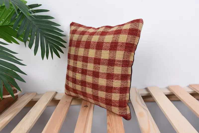 Ethnical Kilim Rug Pillow, Luxury Cushion, Handmade Kilim Cushion, Turkish Kilim Pillow, Cushion Cover, 12x12 Red Cushion, Customized Pillow Case - 5