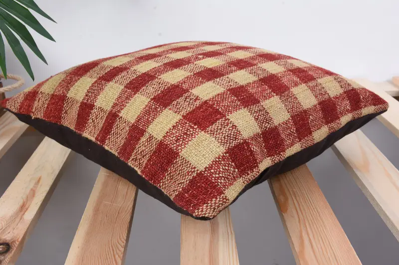 Ethnical Kilim Rug Pillow, Luxury Cushion, Handmade Kilim Cushion, Turkish Kilim Pillow, Cushion Cover, 12x12 Red Cushion, Customized Pillow Case - 6