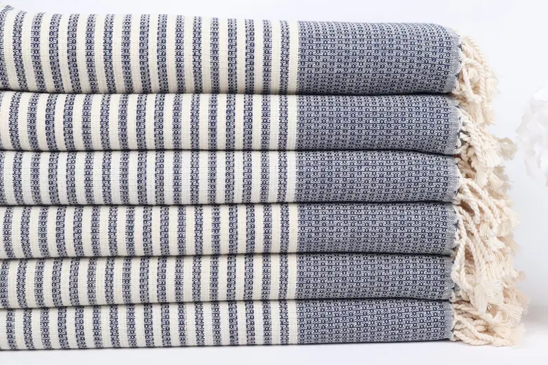 Decorative Towel, Soft towel, Large Turkish Towel, 68x40 Cotton Striped Towel, Embroidered Beach Towel, Bachelorette Party Decorations, Family Gift - 3