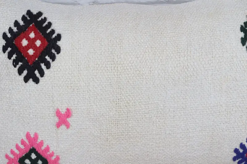 Boho Pillow, 12x20 White Cushion, Ethnic Pillow Sham, Cushion Cover, Outdoor Throw Pillow Sham, Pillow for Couch, Home Decor Pillow - 2