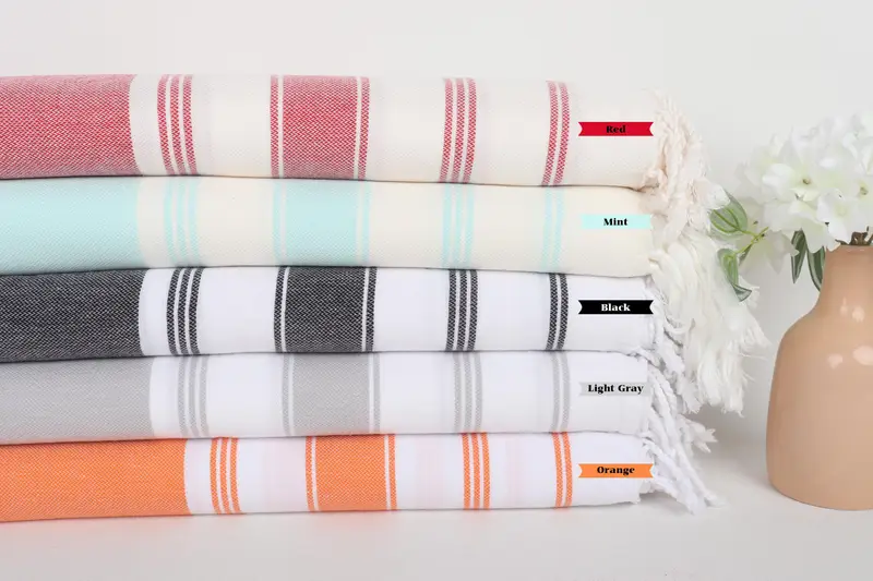 Bridesmaid Gifts, Custom Bath Towel, Spa Gift, Yoga Towel, Custom Wedding Gifts, 70x40 Cotton Striped Towel, Quick-dry peshtemal, Cute Beach Towel - 1