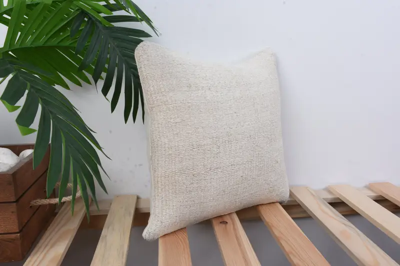 Decorative Pillow Case, 12x12 White Cushion, Interior Designer Pillow, Turkish Corner Pillow Sham, Gift Pillow, Kilim Pillow, Cushion Cover - 4