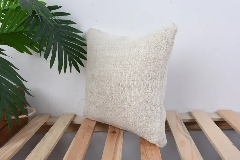 Decorative Pillow Case, 12x12 White Cushion, Interior Designer Pillow, Turkish Corner Pillow Sham, Gift Pillow, Kilim Pillow, Cushion Cover - 5