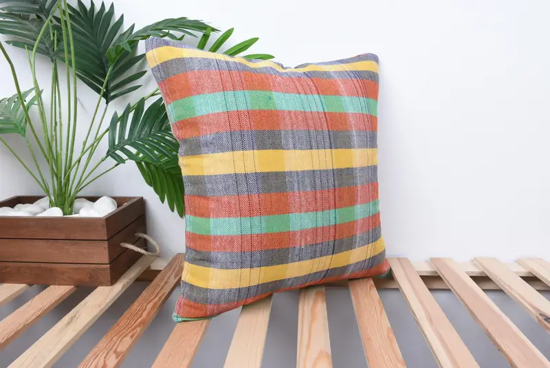 Boho Pillow, Turkish Pillow, Ethnical Kilim Rug Pillow, Wholesale Cushion Cover, Ikat Pillow Sham, 18x18 Green Cushion Case, Pillow Case - 4