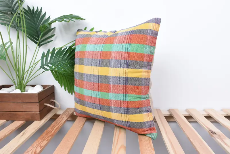 Boho Pillow, Turkish Pillow, Ethnical Kilim Rug Pillow, Wholesale Cushion Cover, Ikat Pillow Sham, 18x18 Green Cushion Case, Pillow Case - 5