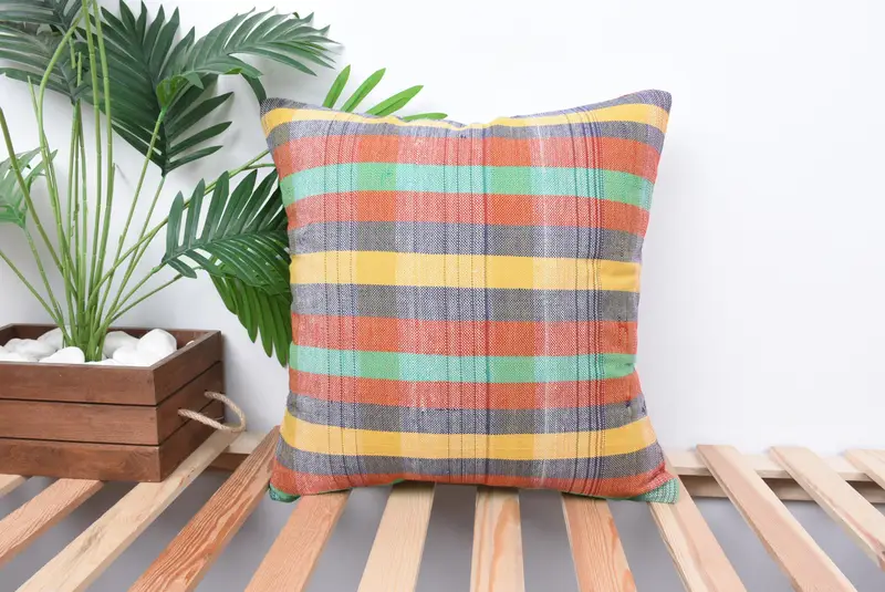 Boho Pillow, Turkish Pillow, Ethnical Kilim Rug Pillow, Wholesale Cushion Cover, Ikat Pillow Sham, 18x18 Green Cushion Case, Pillow Case - 1