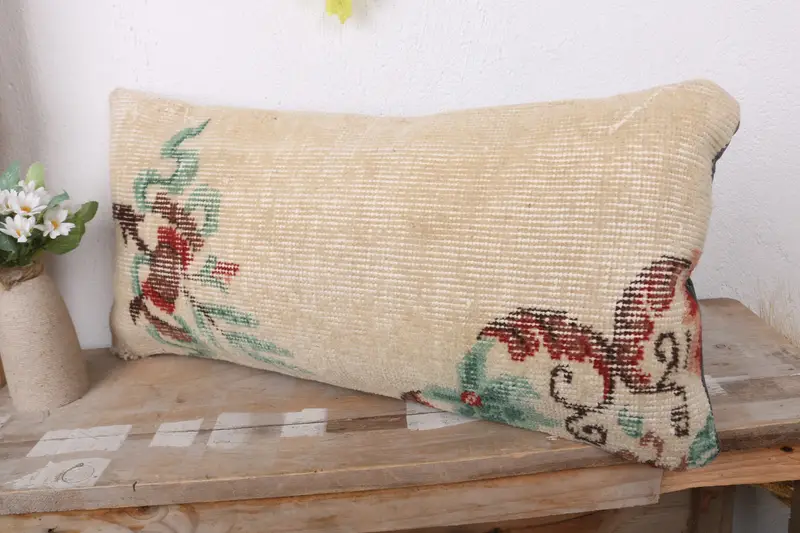 Customized Cushion Case, Cushion Cover, Pillow for Sofa, 12x24 Beige Pillow Case, Vintage Kilim Throw Pillow, Throw Kilim Pillow - 4
