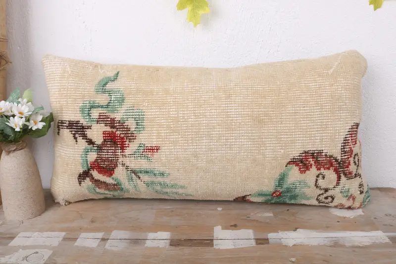 Customized Cushion Case, Cushion Cover, Pillow for Sofa, 12x24 Beige Pillow Case, Vintage Kilim Throw Pillow, Throw Kilim Pillow - 2