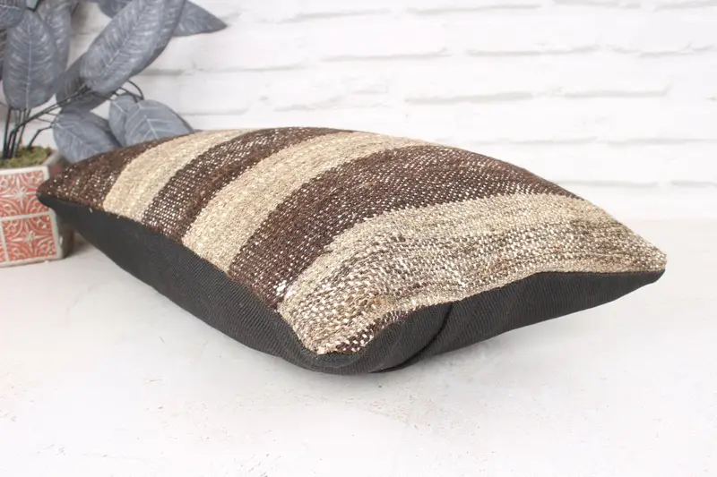 Gift Pillow, Turkish Bench Pillow Cover, Kilim Pillow, Pillow Case, Turkish Pillow, 12x20 Beige Cushion Case, Farmhouse Pillow Case - 6