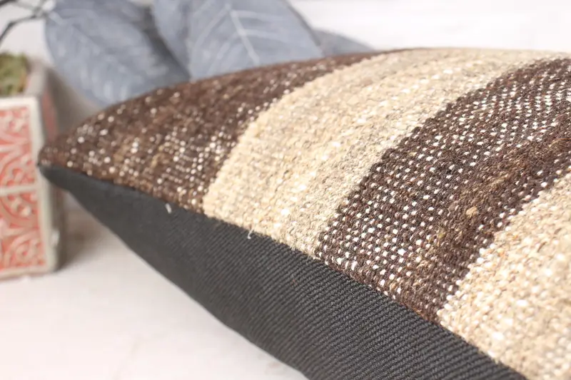 Gift Pillow, Turkish Bench Pillow Cover, Kilim Pillow, Pillow Case, Turkish Pillow, 12x20 Beige Cushion Case, Farmhouse Pillow Case - 7