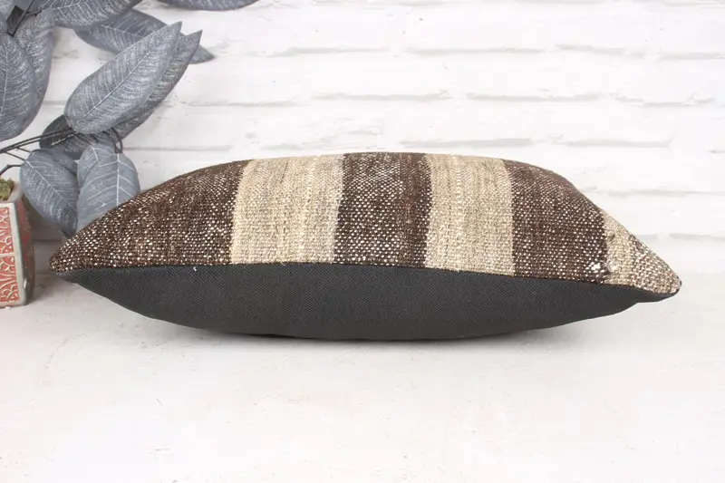 Gift Pillow, Turkish Bench Pillow Cover, Kilim Pillow, Pillow Case, Turkish Pillow, 12x20 Beige Cushion Case, Farmhouse Pillow Case - 5