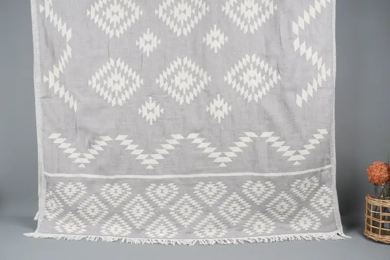 Monogrammed Turkish Beach Towel Dark Gray 36x71 Inches
