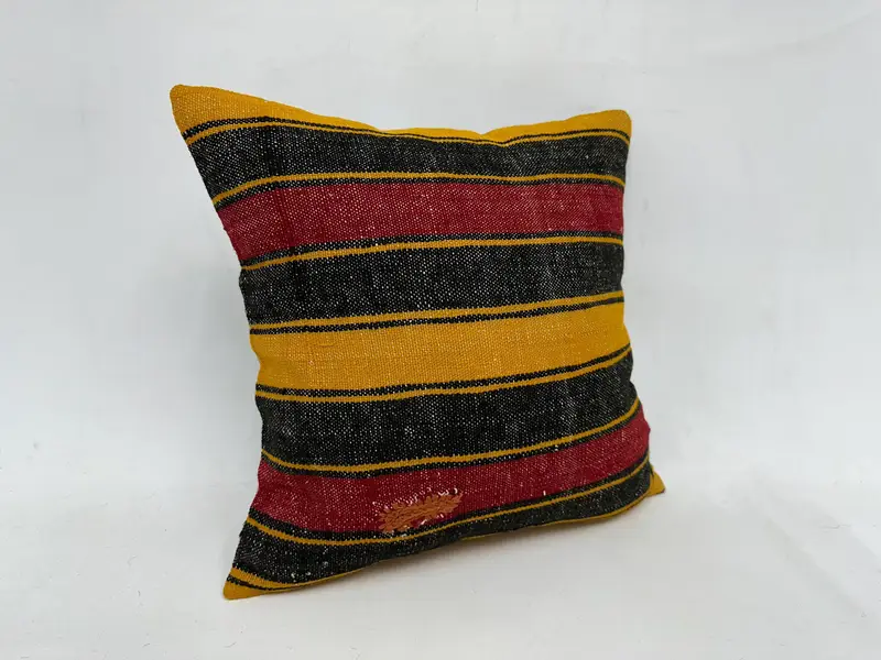 Vintage Kilim Throw Pillow, Handmade Throw Pillow Cover, 18x18 Red Pillow Case, Cushion Cover, Pillow for Sofa, Kilim Cushion Sham - 3
