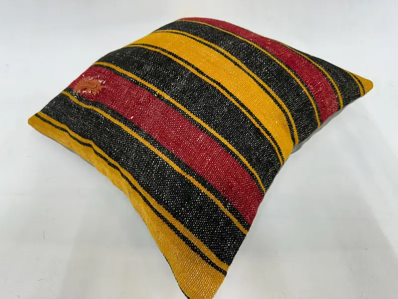 Vintage Kilim Throw Pillow, Handmade Throw Pillow Cover, 18x18 Red Pillow Case, Cushion Cover, Pillow for Sofa, Kilim Cushion Sham - 6