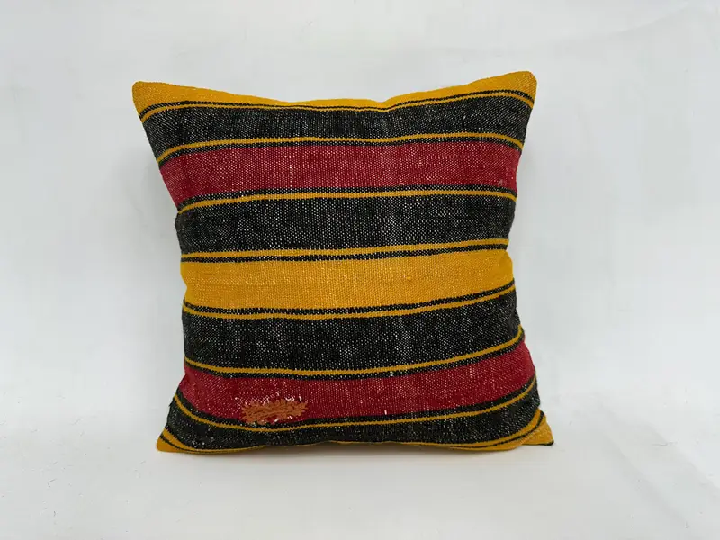 Vintage Kilim Throw Pillow, Handmade Throw Pillow Cover, 18x18 Red Pillow Case, Cushion Cover, Pillow for Sofa, Kilim Cushion Sham - 1