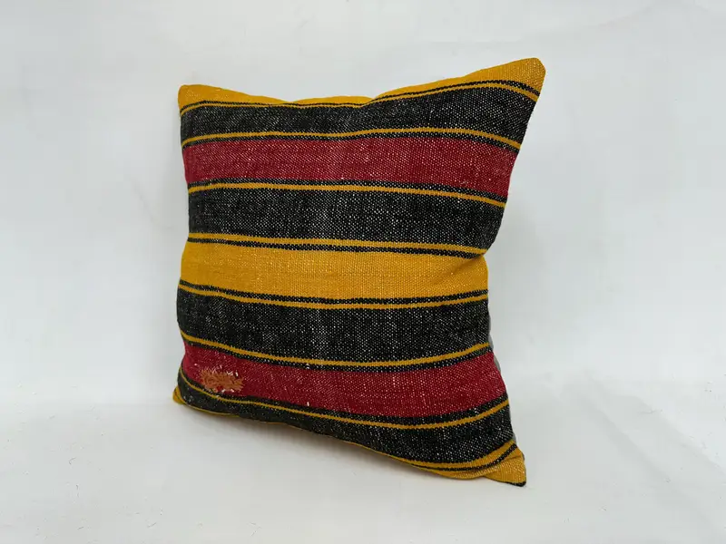 Vintage Kilim Throw Pillow, Handmade Throw Pillow Cover, 18x18 Red Pillow Case, Cushion Cover, Pillow for Sofa, Kilim Cushion Sham - 4