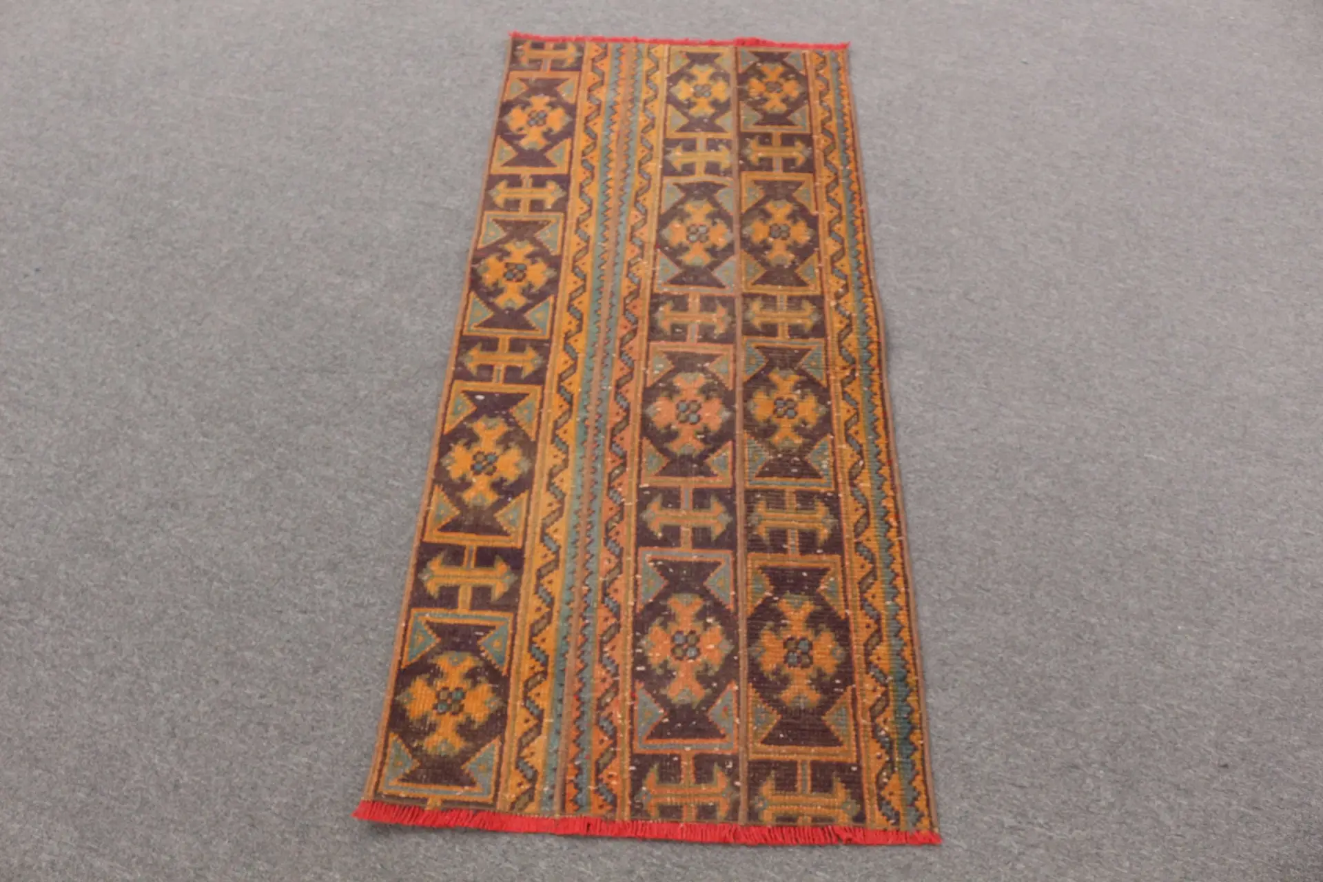 Türk Halısı, Küçük 2.1x4.6 ft Vintage Halı, Kahverengi Oryantal Yün Halı - 1
