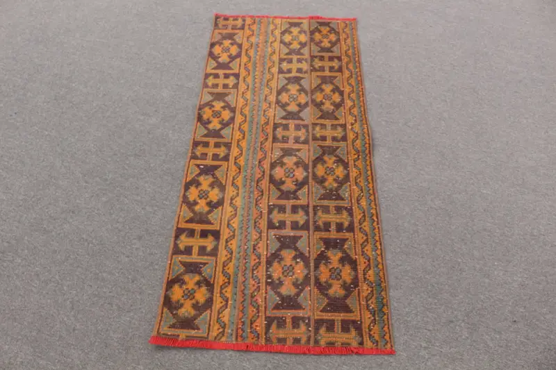 Alfombra 4,6x4,59 ft, estampado oriental naranja y azul