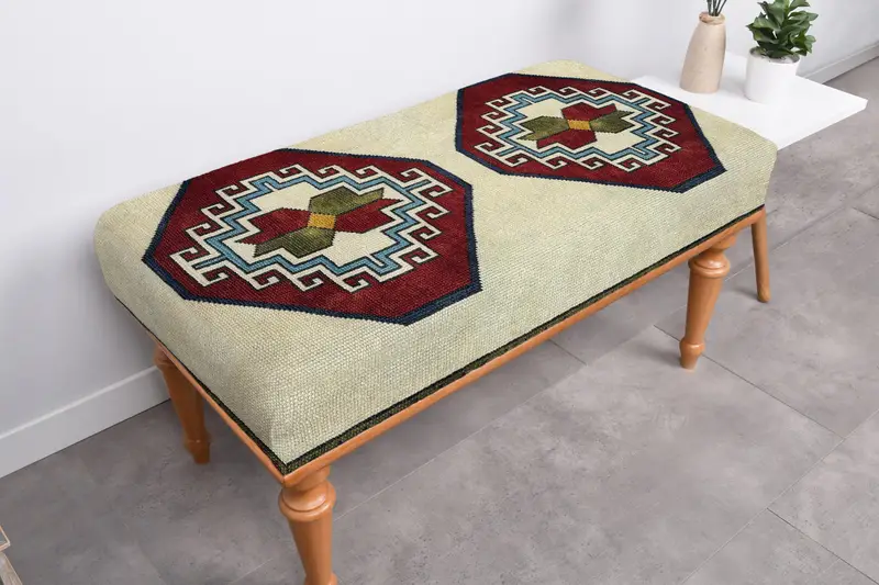 モジュール式オットマンセット、北欧風ホワイト＆レッドオットマン