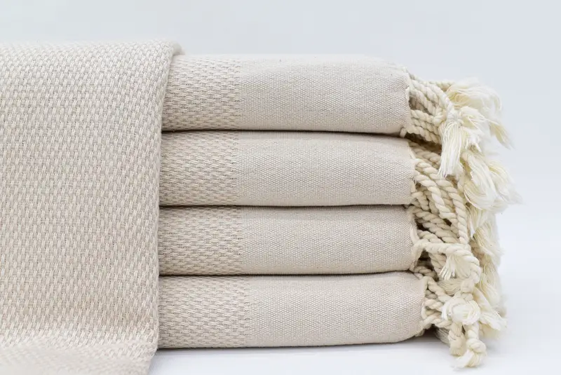 Luxuriöses beiges türkisches Handtuch 40x66 – Badetuch aus Bio-Baumwolle - 1