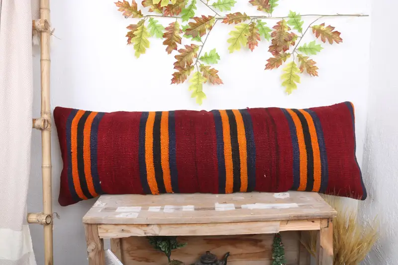 Armchair Cushion, Kilim Pillow Cover, Pillow for Couch, 16x48 Red Pillow Case, Home Decor Pillow, Pillow, Tapestry Cushion Cover - 1