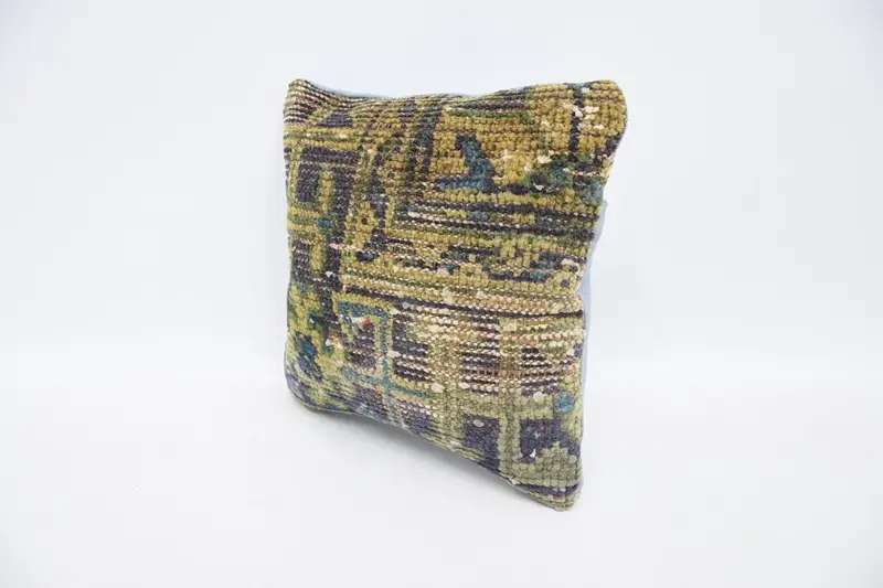 Kilim Rug Cushion Case, Turkish Pillow, Pillow, Vintage Kilim Throw Pillow, Yoga Pillow Case, Antique Pillows, 12x12 Blue Pillow - 4