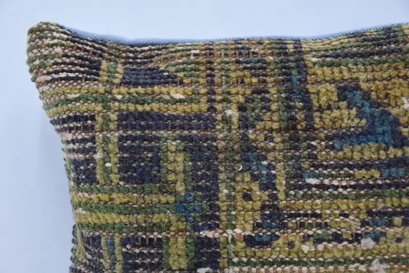 Kilim Rug Cushion Case, Turkish Pillow, Pillow, Vintage Kilim Throw Pillow, Yoga Pillow Case, Antique Pillows, 12x12 Blue Pillow - 2
