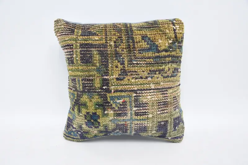 Kilim Rug Cushion Case, Turkish Pillow, Pillow, Vintage Kilim Throw Pillow, Yoga Pillow Case, Antique Pillows, 12x12 Blue Pillow - 1