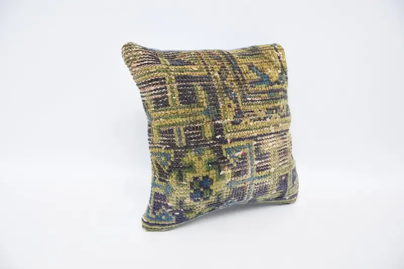 Kilim Rug Cushion Case, Turkish Pillow, Pillow, Vintage Kilim Throw Pillow, Yoga Pillow Case, Antique Pillows, 12x12 Blue Pillow - 3