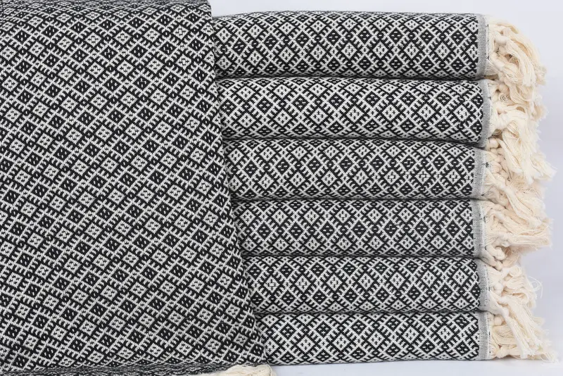 Handmade Gift 70x40 Inches Black Diamond Towel, Turkish Cotton, Monogram