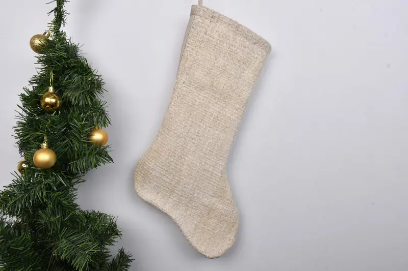 Patrón de adornos navideños, calcetín navideño navideño de 7 pulgadas de ancho