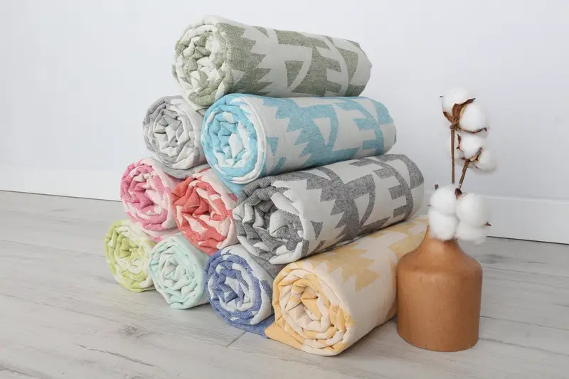 76x40 Cotton Geometric Towel, Hammam Towel USA, Custom Wedding Gifts, Lightweight towel, Bridal Shower Favor, Summer Towel, Quick-Dry Beach Towel