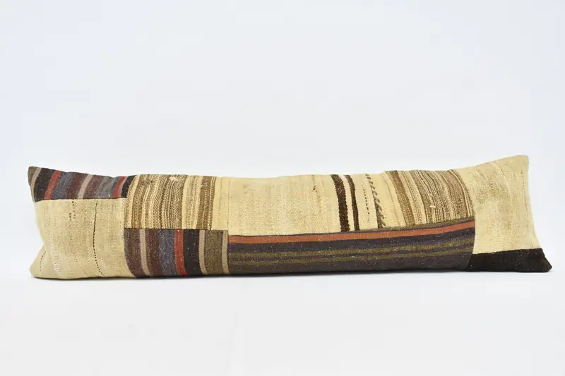 Pillow for Couch, Pillow Cover, Southwestern Pillow Case, 12x48 Beige Cushion Cover, Antique Pillows, Ethnical Kilim Rug Pillow - 1