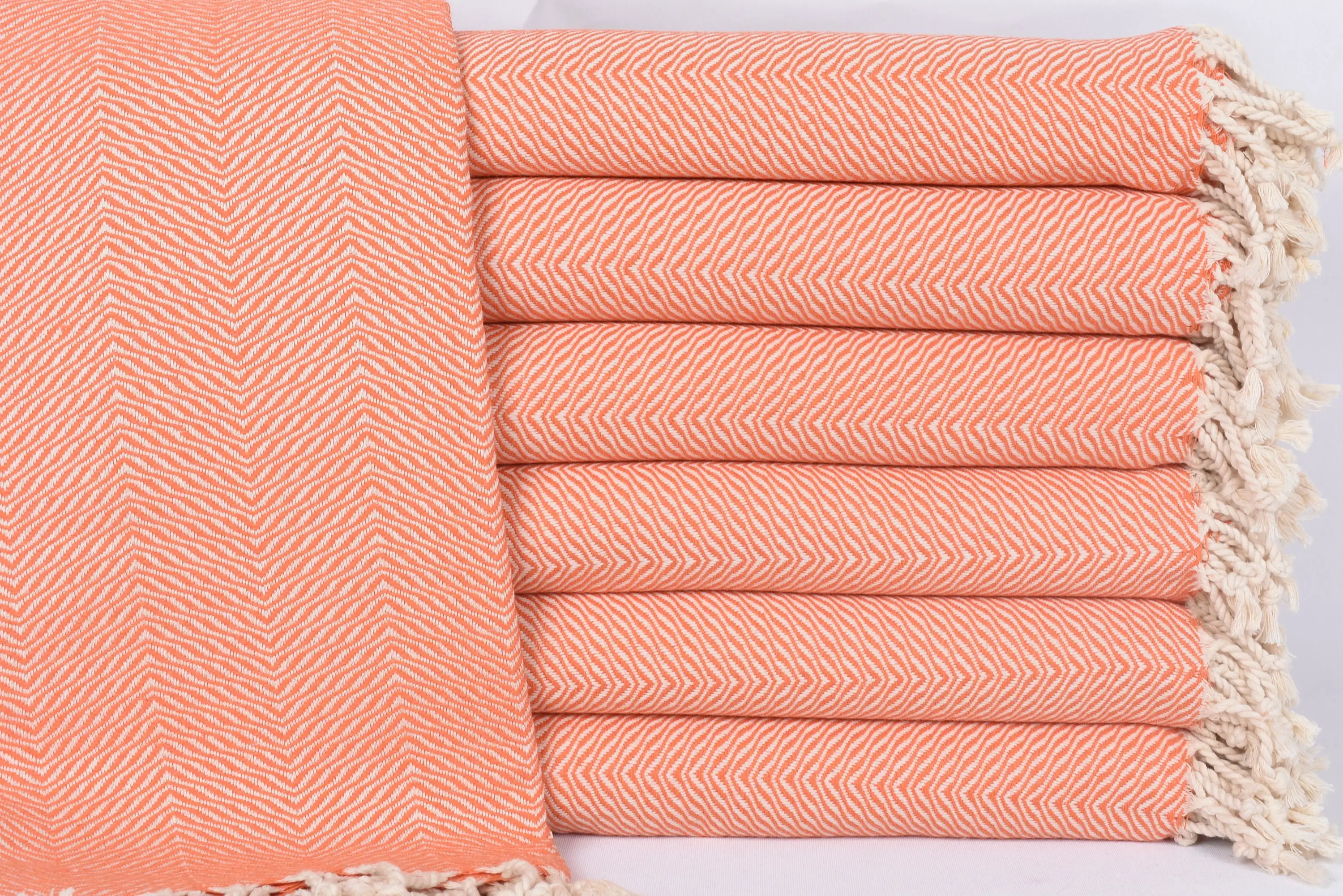 Personalized Turkish Orange Chevron Towel, Bachelorette Party Gift, 70x40 Inches - 1