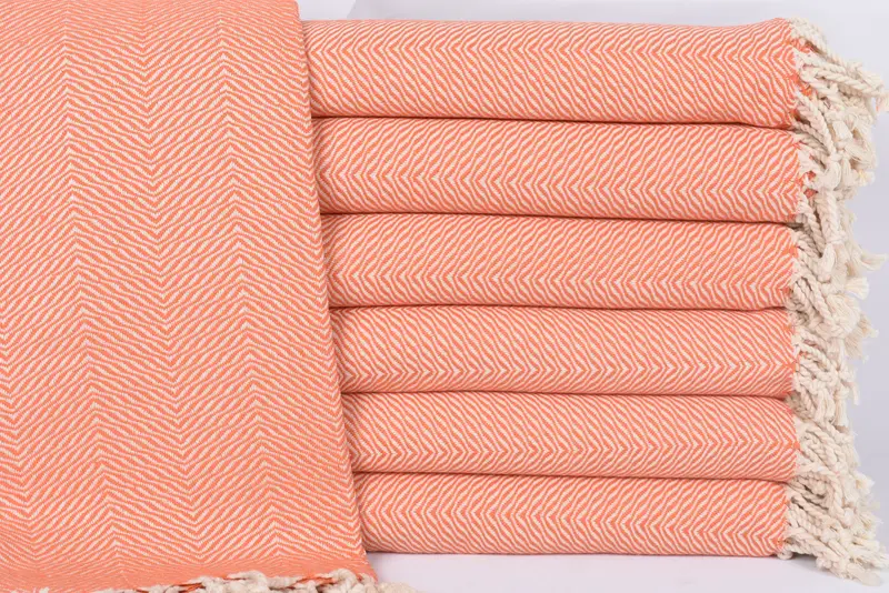 Personalized Turkish Orange Chevron Towel, Bachelorette Party Gift, 70x40 Inches