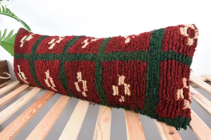 Pillow Cover, Armchair Cushion Cover, 12x36 Red Cushion Cover, Turkish Pillow, Bolster Throw Cushion, Throw Kilim Pillow, Vintage Pillow - 5