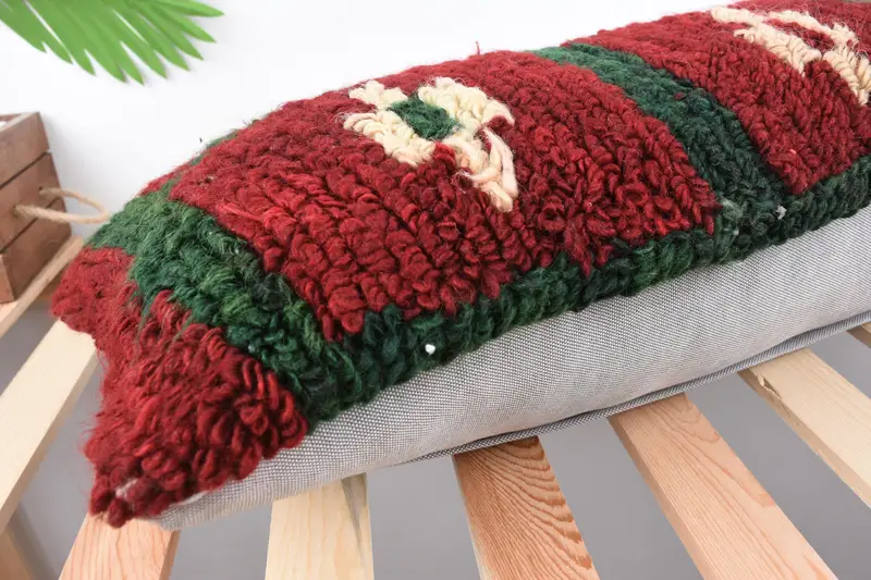 Pillow Cover, Armchair Cushion Cover, 12x36 Red Cushion Cover, Turkish Pillow, Bolster Throw Cushion, Throw Kilim Pillow, Vintage Pillow - 6