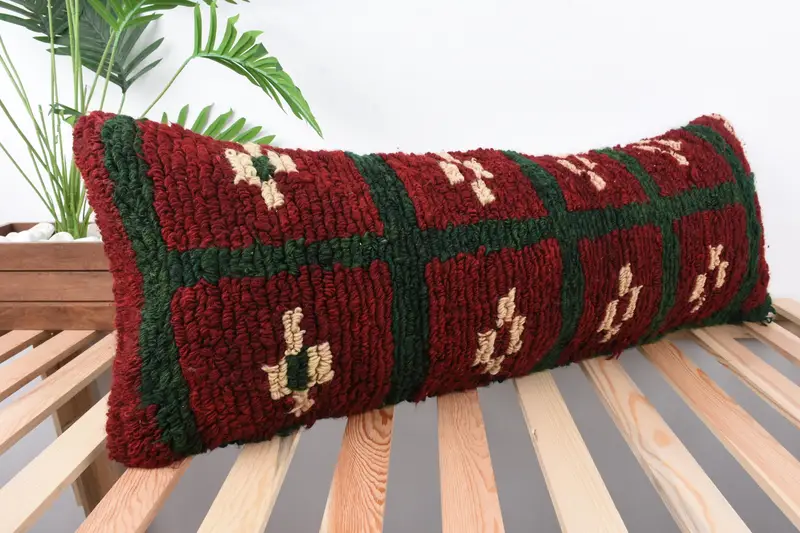 Pillow Cover, Armchair Cushion Cover, 12x36 Red Cushion Cover, Turkish Pillow, Bolster Throw Cushion, Throw Kilim Pillow, Vintage Pillow - 4