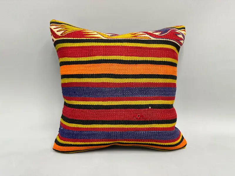 Turkish Pillow, Sustainable Cushion Cover, 18x18 Red Pillow Case, Bolster Cushion Case, Vintage Pillow, Ikat Cushion, Gift Pillow, Pillow Case - 4