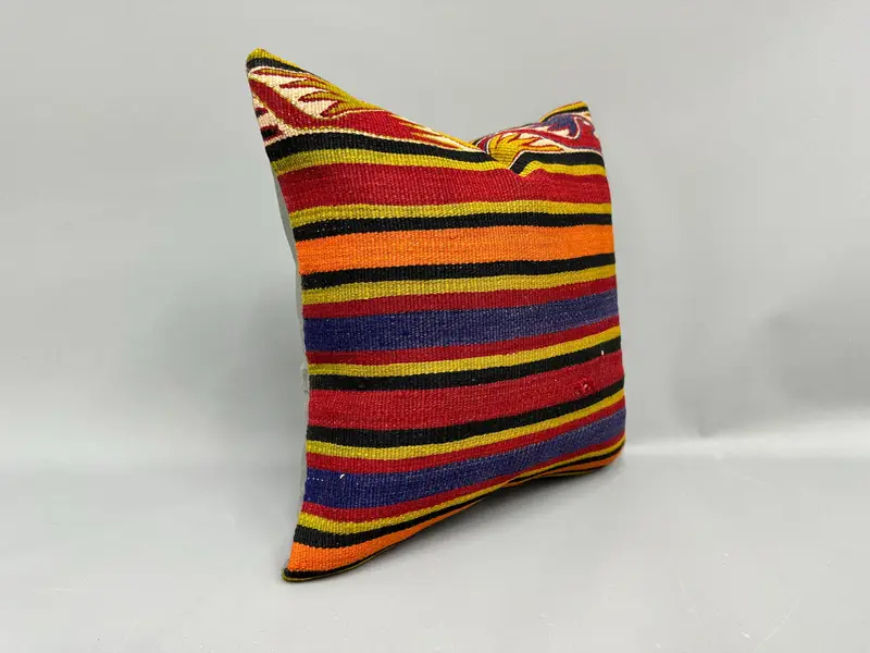 Turkish Pillow, Sustainable Cushion Cover, 18x18 Red Pillow Case, Bolster Cushion Case, Vintage Pillow, Ikat Cushion, Gift Pillow, Pillow Case - 2