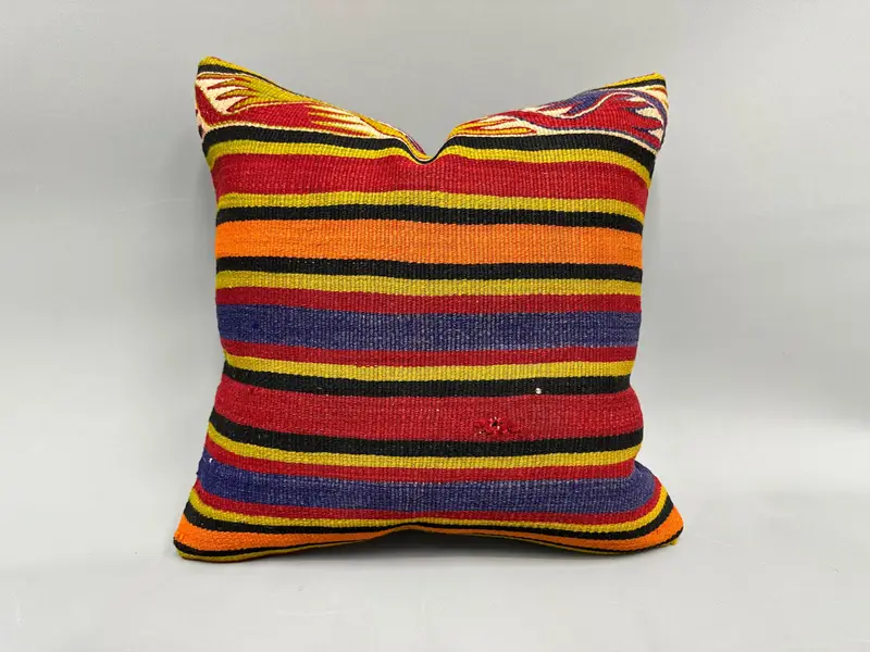 Turkish Pillow, Sustainable Cushion Cover, 18x18 Red Pillow Case, Bolster Cushion Case, Vintage Pillow, Ikat Cushion, Gift Pillow, Pillow Case - 1
