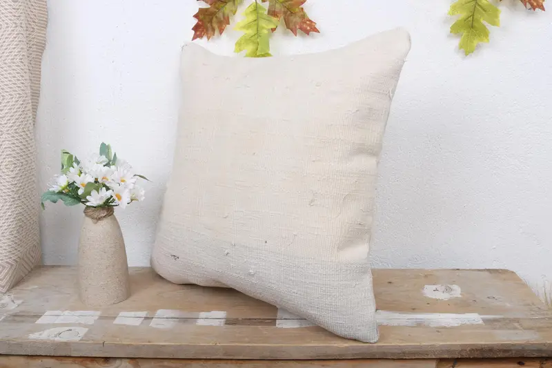 Kilim Cushion Sham, Boho Chic Cushion Cover, Cushion Cover, Indoor Cushion, 16x16 Beige Pillow, Pillow for Couch, Gift Pillow, Wholesale Pillow - 4