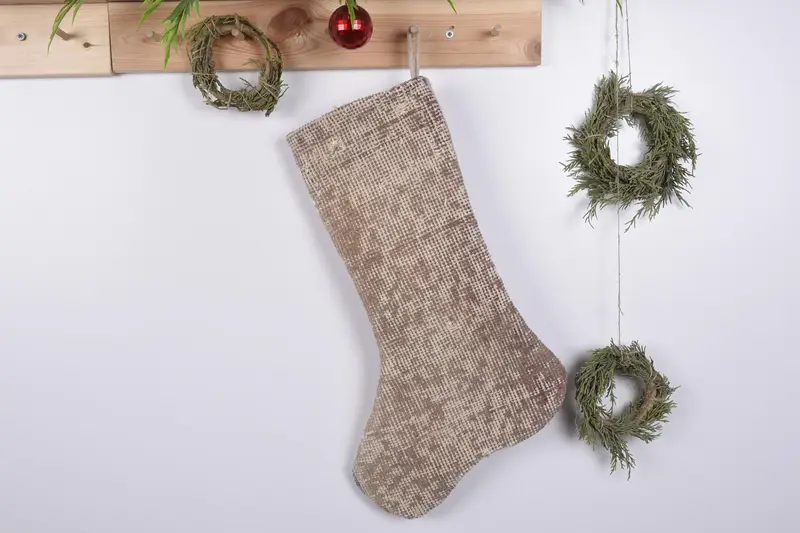 Patrón de adornos navideños de 19 pulgadas, calcetín navideño de una sola pieza