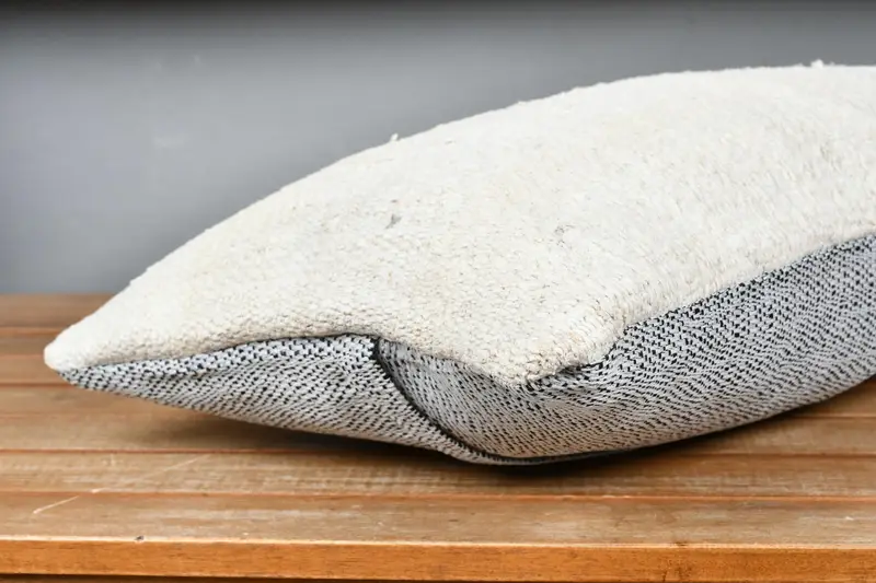 Cushion Case, Kilim Pillow, Handmade Pillow, 12x20 White Cushion, Anatolian Pillow Sham, Pillow for Sofa, Pet Cushion, Ethnical Kilim Rug Pillow - 4