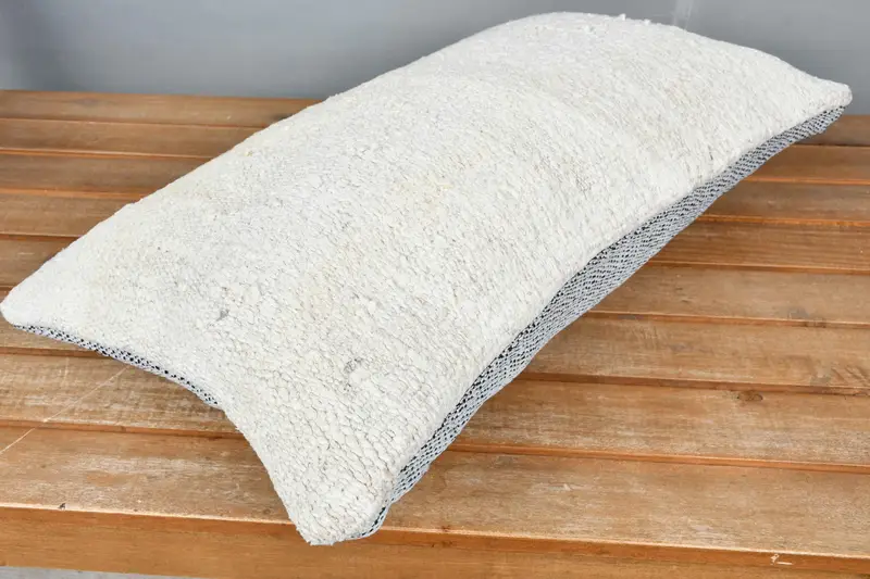 Cushion Case, Kilim Pillow, Handmade Pillow, 12x20 White Cushion, Anatolian Pillow Sham, Pillow for Sofa, Pet Cushion, Ethnical Kilim Rug Pillow - 2